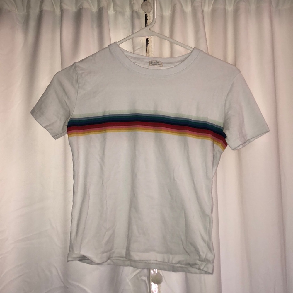 short sleeve rainbow stripe top